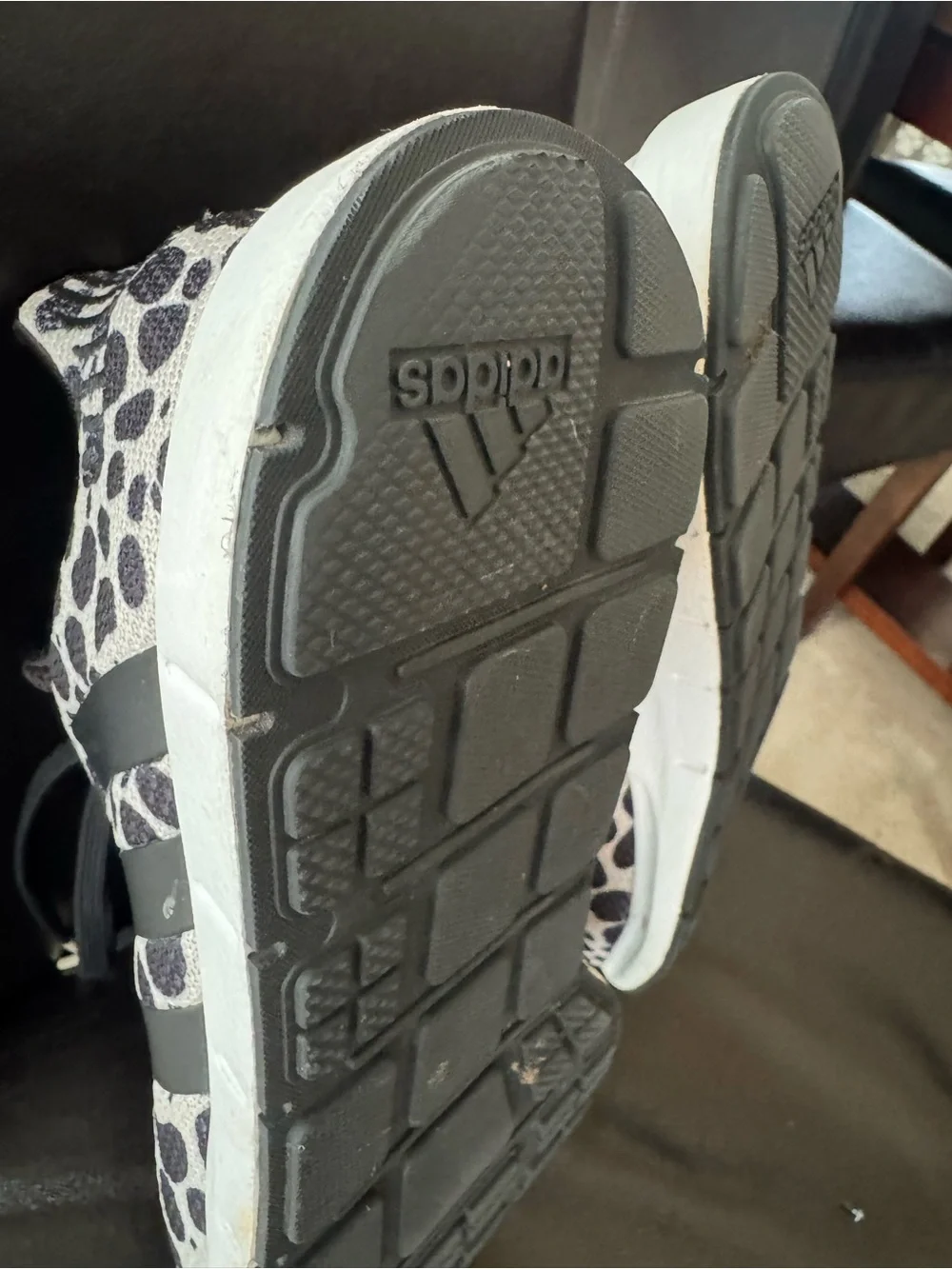 adidas Black & White Leopard-Print Trainers